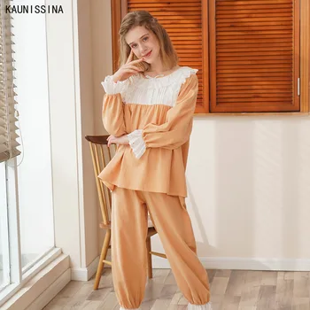 Autumn Winter Sleepwear Women Patchwork Cotton Long Sleeve Pajamas Set Female Student Princess Lace Pajama Suit Lounge Nightwear
Autumn Winter Sleepwear Women Patchwork Cotton Long Sleeve Pajamas Set Female Student Princess Lace Pajama Suit Lounge Nightwear