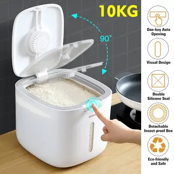 10KG Double Sealed Kitchen Rice Grain Bucket Insect-proof Anti-Oxidation Visual Design Rice Storage Box Container None-Toxic 
10KG Double Sealed Kitchen Rice Grain Bucket Insect-proof Anti-Oxidation Visual Design Rice Storage Box Container None-Toxic