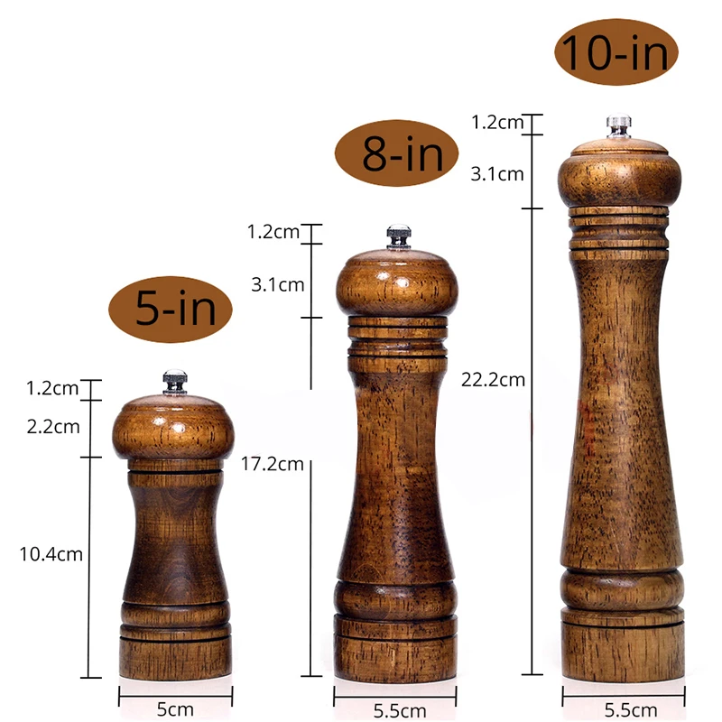 Мельница для перца 5 "8" 10 " мельница соли и из твердой древесины деревянная с
