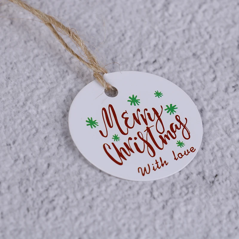 100pcs/lot garland merry christmas round paper tags gift labels