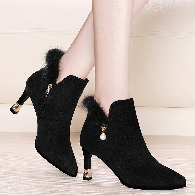 Women's Pointed-Toe Thin Heeled High Heel Boots Women's 2019 Autumn And Winter New Style Fluffy Shoes Outer Wear plus Velvet Boo
Women's Pointed-Toe Thin Heeled High Heel Boots Women's 2019 Autumn And Winter New Style Fluffy Shoes Outer Wear plus Velvet Boo