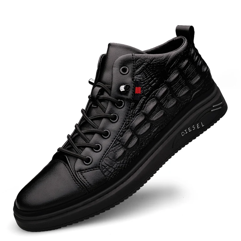 Men's high-end leather outdoor casual shoes, fashionable crocodile pattern business shoes, casual sports high-top shoes
Men's high-end leather outdoor casual shoes, fashionable crocodile pattern business shoes, casual sports high-top shoes