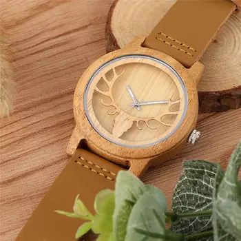 Delicate Hollow Out Moose Pattern Wood Watch Lightweight Bamboo Wooden Wristwatch Practical Luminous Function Leather Band
Delicate Hollow Out Moose Pattern Wood Watch Lightweight Bamboo Wooden Wristwatch Practical Luminous Function Leather Band