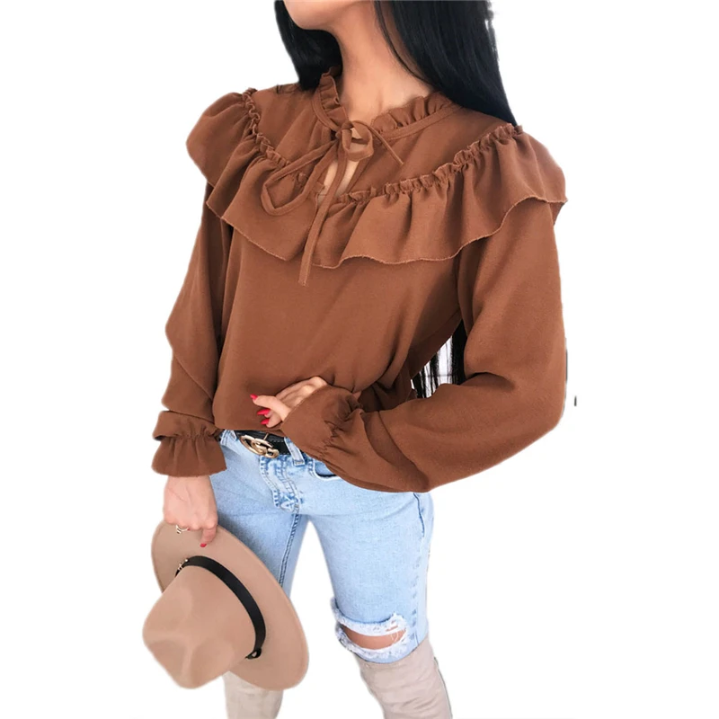 Fashion Women Elegant Office Ladies Blouse Casual Tee Shirt Ladies Winter Loose Tops Blouse Long Sleeve Shirts Ruffled Pullover
Fashion Women Elegant Office Ladies Blouse Casual Tee Shirt Ladies Winter Loose Tops Blouse Long Sleeve Shirts Ruffled Pullover
