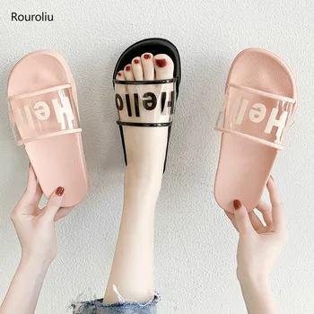 Rouroliu 2020 Women Slippers Summer Transparent Letter Slides Non-Slip Bathroom Shoes Soft Sole Flip Flops
Rouroliu 2020 Women Slippers Summer Transparent Letter Slides Non-Slip Bathroom Shoes Soft Sole Flip Flops