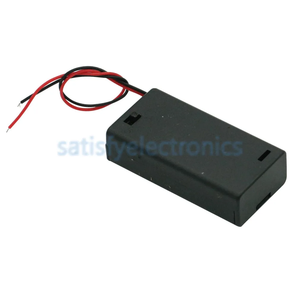 2 AA Battery Holder Box Case With ON/OFF Button Switch 2A Plastic Storage Lead Wire | Электроника