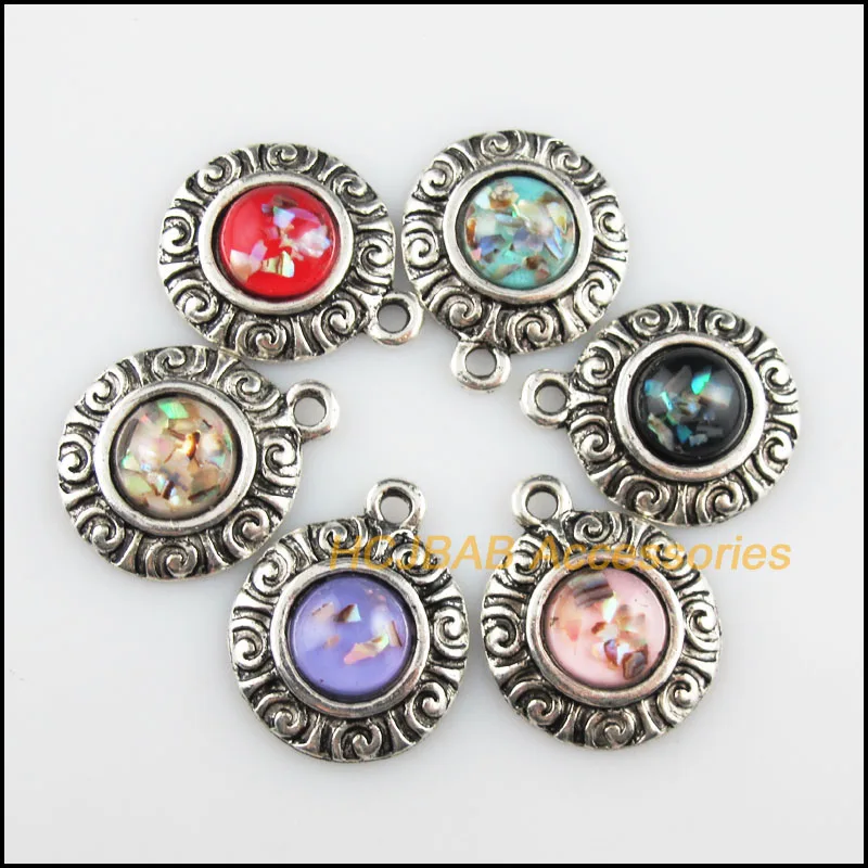 12 New Round Flower Resin Pendants Shivering Mixed Charms Tibetan Silver 19x23mm
12 New Round Flower Resin Pendants Shivering Mixed Charms Tibetan Silver 19x23mm