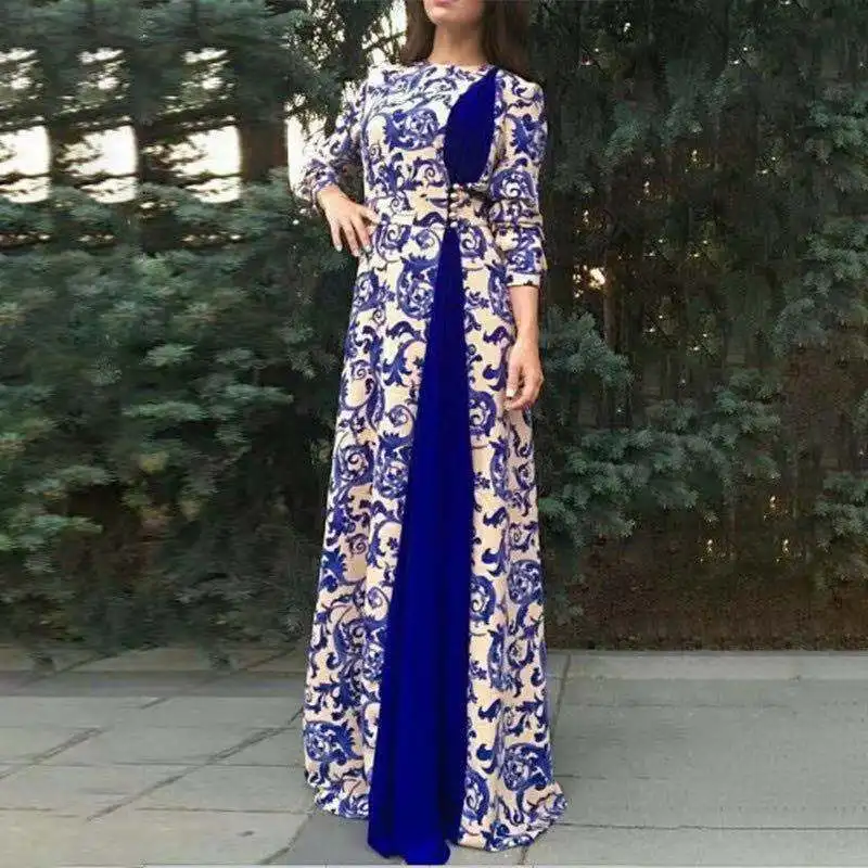 Женское платье Абая с цветочным принтом размера плюс мусульманское высоким