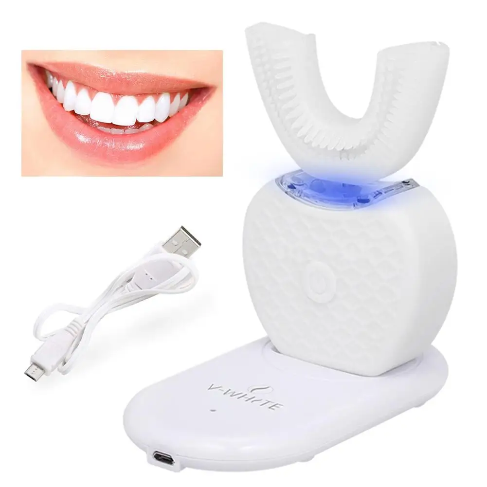 360 Degrees Intelligent Automatic Sonic Electronic Toothbrush USB Rechargeable U Shape with 4 Modes Timer Blue Light Toothpaste
360 Degrees Intelligent Automatic Sonic Electronic Toothbrush USB Rechargeable U Shape with 4 Modes Timer Blue Light Toothpaste