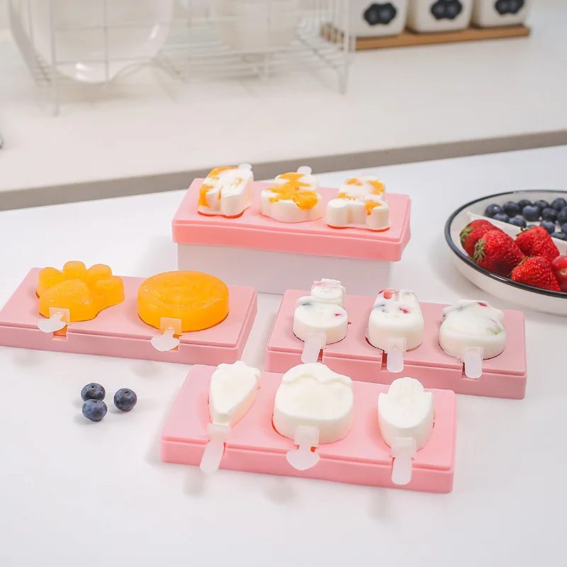 Silicone Ice Cream Mold with Cover Animals Shape Jelly Form Maker for Ice lolly Moulds Ice Cube Tray for Candy Bar Decoration Silicone Ice Cream Mold with Cover Animals Shape Jelly Form Maker for Ice lolly Moulds Ice Cube Tray for Candy Bar Decoration
