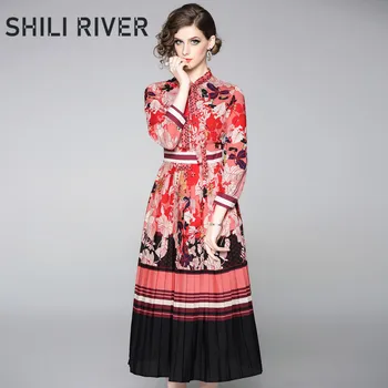 New spring autumn midi dress for women a line long sleeve slim casual elegant floral print flower retro pleated dress red green
New spring autumn midi dress for women a line long sleeve slim casual elegant floral print flower retro pleated dress red green