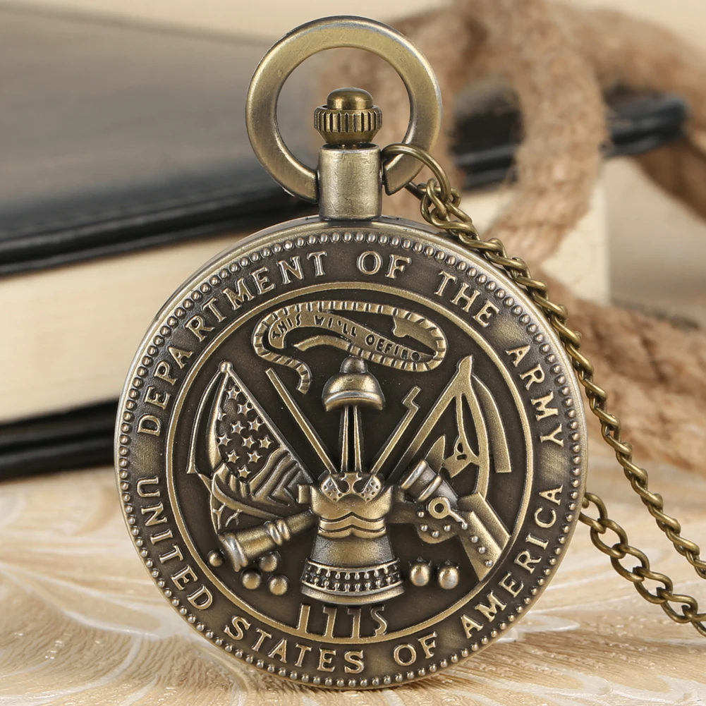 

reloj bolsillo American Army Pattern Cover Pocket Watch Men Typical Large Arabic Numerals Dial Women Clock Necklace Pendant