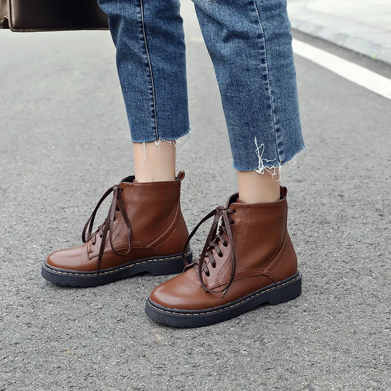 Ladys Concise Lace Up Brown Black Military Combat Boots Low Heel Platform Womens Ankle Short Boot Casual Shoes Plus Size
Ladys Concise Lace Up Brown Black Military Combat Boots Low Heel Platform Womens Ankle Short Boot Casual Shoes Plus Size