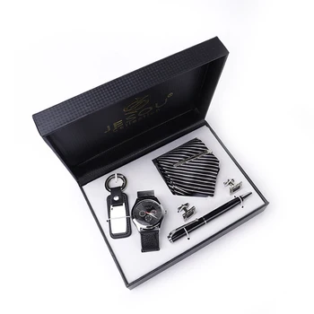 Luxury Hot Sale Black Brown Business Men's Quartz Watch Tie Cufflinks Keychain Pen Set Gift Box Wristwatch New Year Present
Luxury Hot Sale Black Brown Business Men's Quartz Watch Tie Cufflinks Keychain Pen Set Gift Box Wristwatch New Year Present