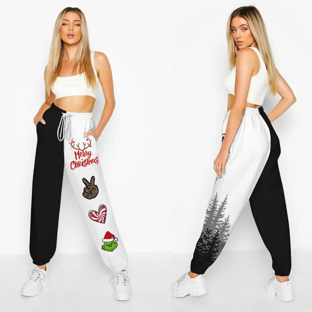 Women High Waist Loose Jogger Pants Color Block Christmas Cartoon Printed Sweatpants Funny Drawstring Harem Trousers
Women High Waist Loose Jogger Pants Color Block Christmas Cartoon Printed Sweatpants Funny Drawstring Harem Trousers