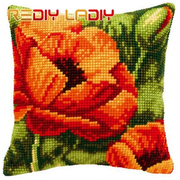DIY Cross Stitch Cushion Front Poppy Orchid Rose Pillow Chunky Cross-Stitch Kits 100% Acrylic Yarn Pillow Case Sofa Decor Crafts 
DIY Cross Stitch Cushion Front Poppy Orchid Rose Pillow Chunky Cross-Stitch Kits 100% Acrylic Yarn Pillow Case Sofa Decor Crafts