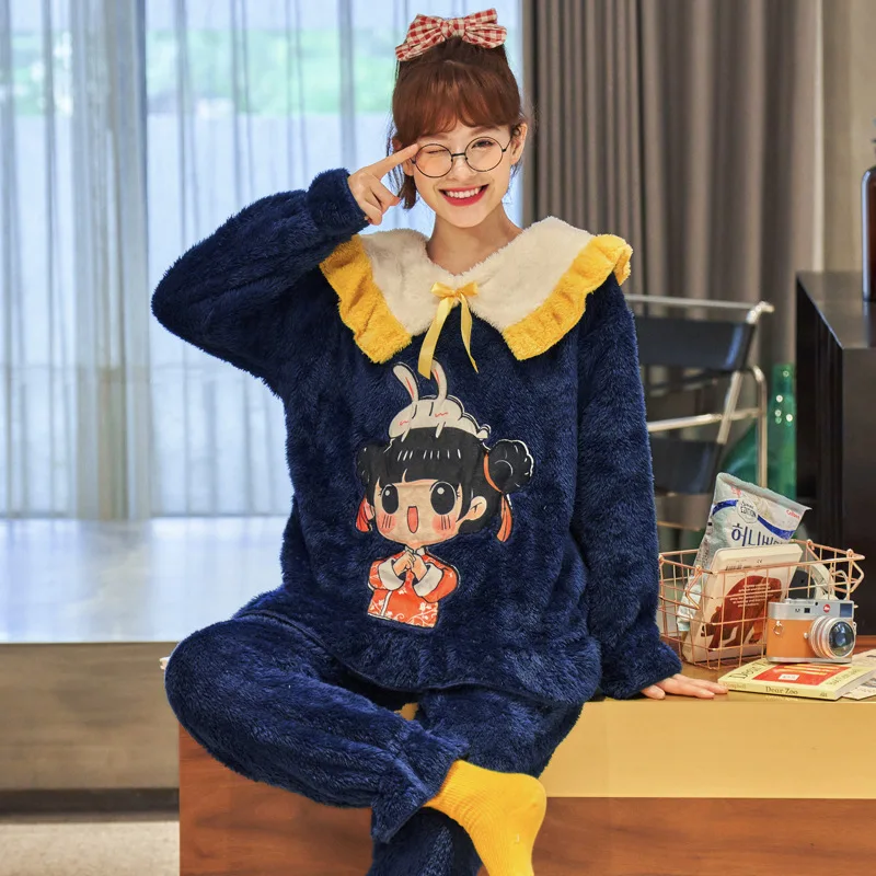 Autumn Winter Thickened Round Neck Plush Warm Suit for Women Home Sweet Two Piece Household Clothes Pijama Cute Sleepwear
Autumn Winter Thickened Round Neck Plush Warm Suit for Women Home Sweet Two Piece Household Clothes Pijama Cute Sleepwear