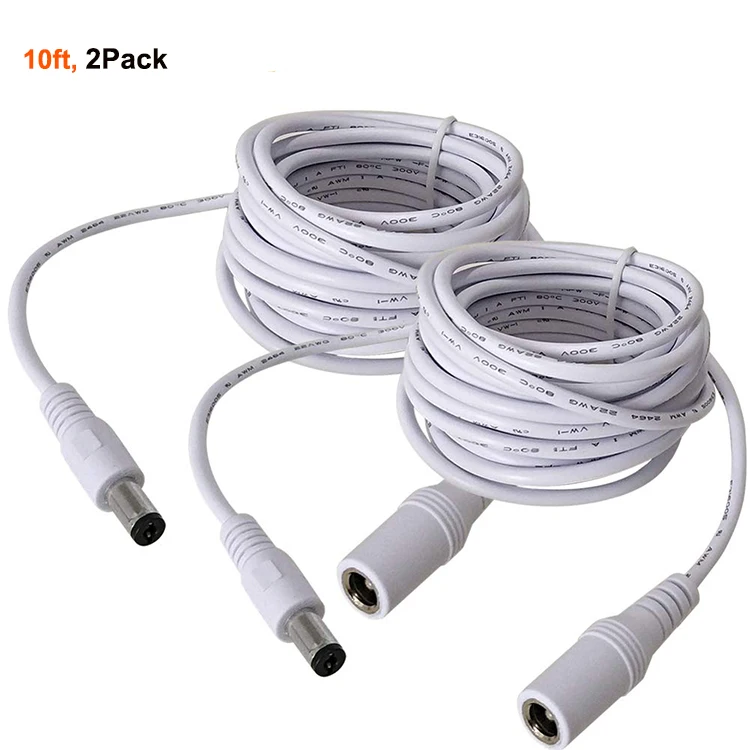 2pcs 3m 20AWG 12 Volt Power Extension Cord, 5.5mmx2.1mm DC Power Adapter Extension Cable
2pcs 3m 20AWG 12 Volt Power Extension Cord, 5.5mmx2.1mm DC Power Adapter Extension Cable