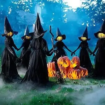 1.7m Light-up Witches With Stakes Halloween Decorations Outdoor Holding Hands Screaming Witches Sound Activated Sensor Decor
1.7m Light-up Witches With Stakes Halloween Decorations Outdoor Holding Hands Screaming Witches Sound Activated Sensor Decor