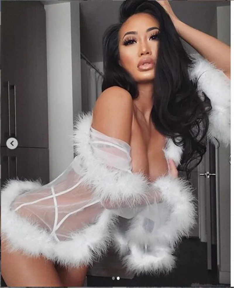 Sexy Women Sexy Lingerie Mesh Sheer See Through Long Flare Sleeve Feather Dress Sleepwear Robe Night Gown Erotic
Sexy Women Sexy Lingerie Mesh Sheer See Through Long Flare Sleeve Feather Dress Sleepwear Robe Night Gown Erotic