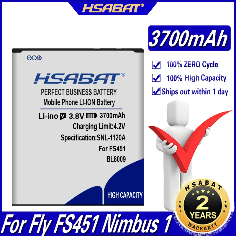 Аккумулятор HSABAT 3700 мАч BL8009 для Fly FS451 Nimbus 1 | Мобильные телефоны и аксессуары