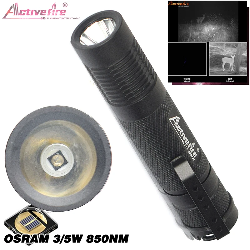 Linterna de mano Activefire infrarroja de largo alcance 10W IR 850nm caza militar infrarrojo LED antorcha Luz de visión nocturna
Linterna de mano Activefire infrarroja de largo alcance 10W IR 850nm caza militar infrarrojo LED antorcha Luz de visión nocturna