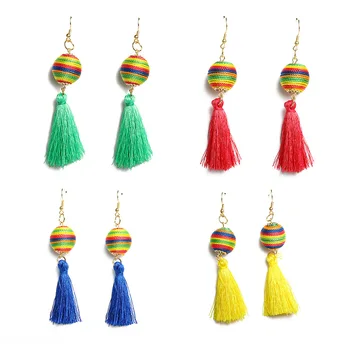 Peixin Bohemian national new color wool ball earhook European and American long multi-color Tassel Earrings earrings earrings
Peixin Bohemian national new color wool ball earhook European and American long multi-color Tassel Earrings earrings earrings