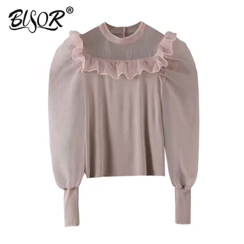 Women Stylish Transparent Ruffles Organza Patchwork Blouses O Neck Long Puff Sleeve Office Wear Shirts Chic Tops
Women Stylish Transparent Ruffles Organza Patchwork Blouses O Neck Long Puff Sleeve Office Wear Shirts Chic Tops