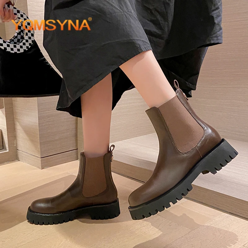 YQMSYNA Fashion Woman Chelsea Boots Casual Square Heel Genuine Leather Round Toe Boots Street Style Slip-On Solid Shoes AS379
YQMSYNA Fashion Woman Chelsea Boots Casual Square Heel Genuine Leather Round Toe Boots Street Style Slip-On Solid Shoes AS379