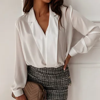 Elegant Women V Collar Blouse Sexy Loose Long Sleeve Tops and Blouses Solid Color Versatile Loose Sexy White Shirt
Elegant Women V Collar Blouse Sexy Loose Long Sleeve Tops and Blouses Solid Color Versatile Loose Sexy White Shirt