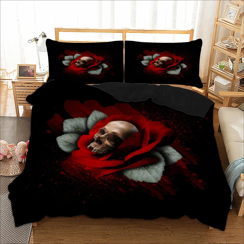 Gothic rose / skull printed bedding set with pillowcase Queen King Twin Sizes red / black sheet pillowcase & duvet cover sets
Gothic rose / skull printed bedding set with pillowcase Queen King Twin Sizes red / black sheet pillowcase & duvet cover sets