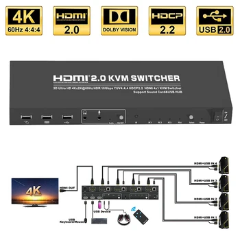 HDMI 4K Ultra HD 4x1 HDMI KVM Switch 3840x2160@60Hz 4:4:4 Supports USB 2.0 Device Control up
HDMI 4K Ultra HD 4x1 HDMI KVM Switch 3840x2160@60Hz 4:4:4 Supports USB 2.0 Device Control up