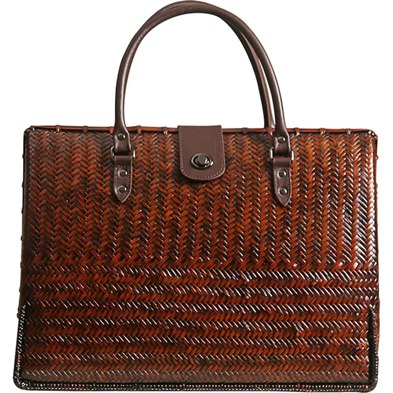 Handmade Cowhide Bamboo Woven Bag Fashion Office Computer Handbag Kung Fu Tea Set Storage for Men and Women
Handmade Cowhide Bamboo Woven Bag Fashion Office Computer Handbag Kung Fu Tea Set Storage for Men and Women