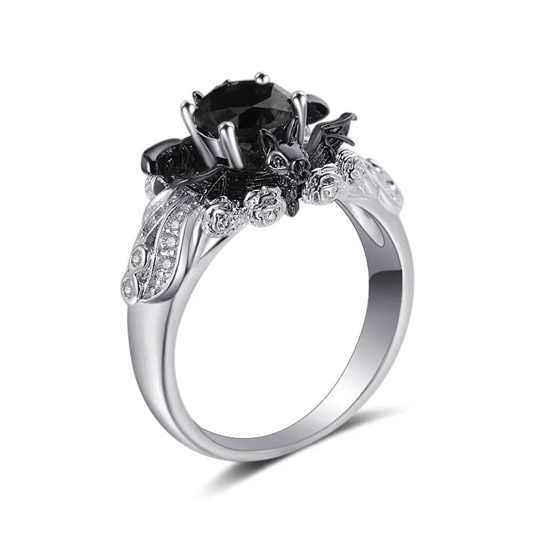 Bat Black Ring Halloween Jewellery Wedding Accessories Crystal Zircon Skull Fashion Woman Jewelry | Украшения и аксессуары