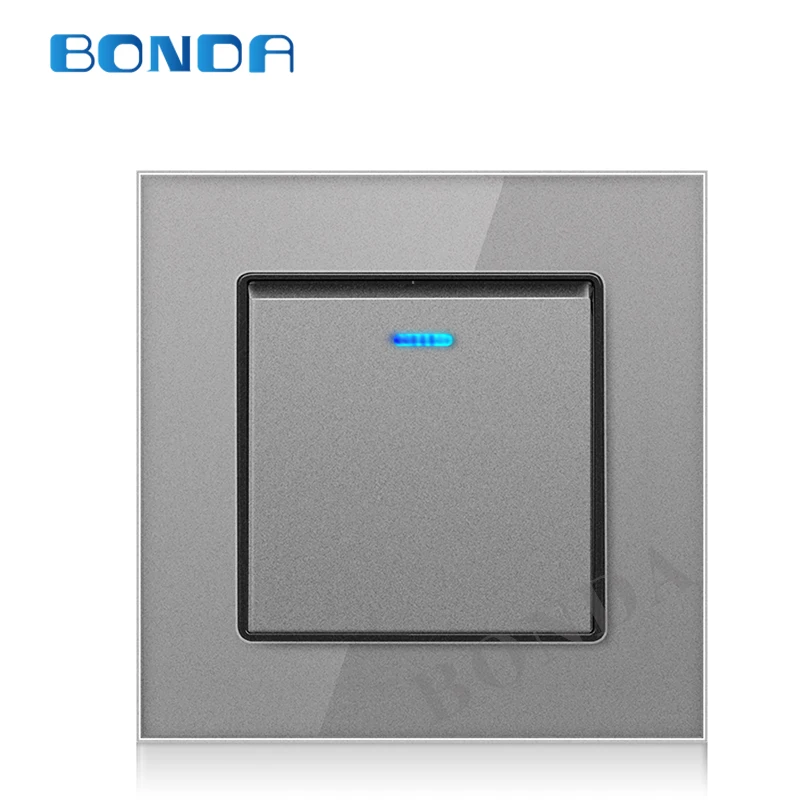 BONDA Eu standard wall switch, power switch, white crystal, tempered glass panel, light key switch, Ac220v, 1Gang 2 Way
BONDA Eu standard wall switch, power switch, white crystal, tempered glass panel, light key switch, Ac220v, 1Gang 2 Way