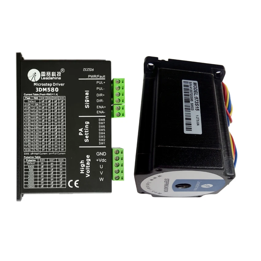 Шаговый двигатель 573S15 и 3-фазный драйвер 3DM580 Leadshine для лазерной резки Co2
Шаговый двигатель 573S15 и 3-фазный драйвер 3DM580 Leadshine для лазерной резки Co2