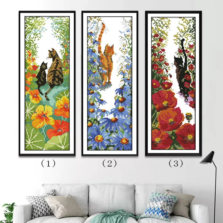 Agent Cross Stitch along with I Cute Kitty Living Room Three-piece Painting Corridor Entrance Vertical Decorational Picture
Agent Cross Stitch along with I Cute Kitty Living Room Three-piece Painting Corridor Entrance Vertical Decorational Picture