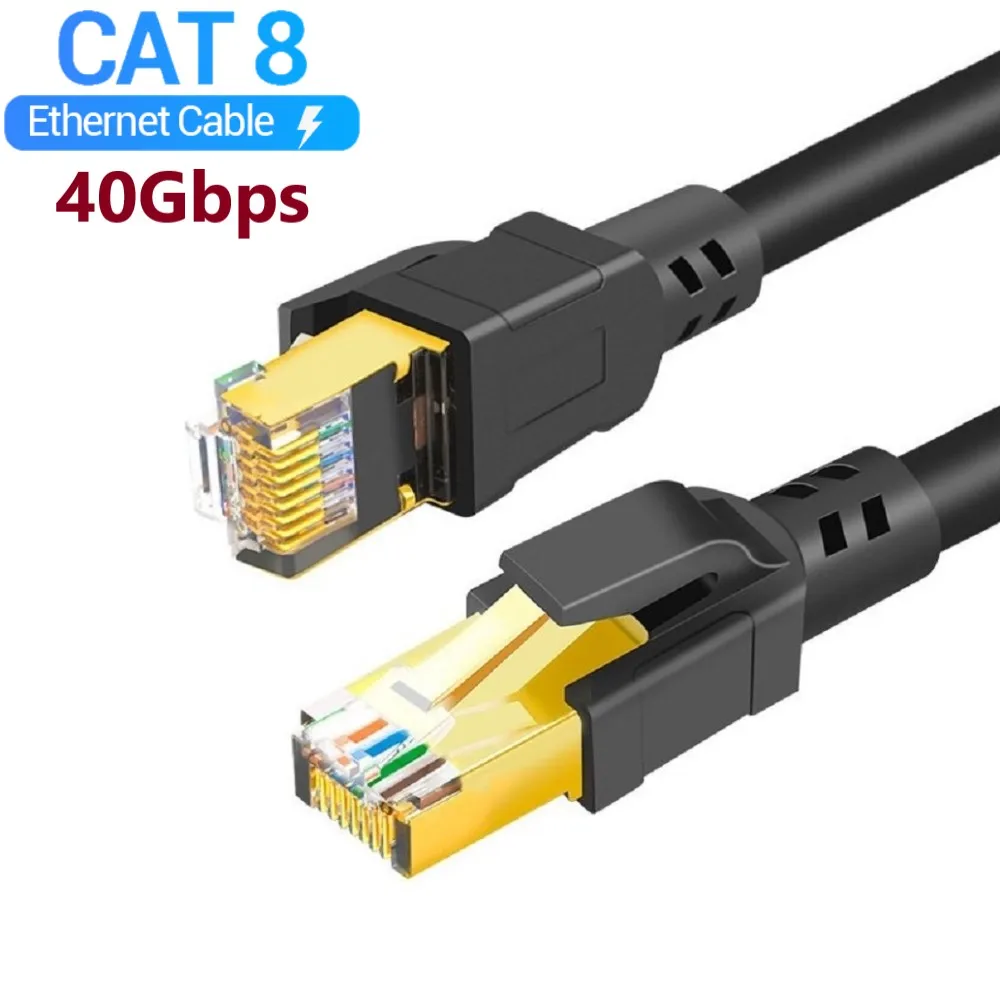 Cat8 Ethernet Cable 40Gbps 2000MHz Super Speed CAT 8 Network Lan Patch Cord for PC Modem PS 4 Router Laptop Cat 8 Cable Ethernet
Cat8 Ethernet Cable 40Gbps 2000MHz Super Speed CAT 8 Network Lan Patch Cord for PC Modem PS 4 Router Laptop Cat 8 Cable Ethernet