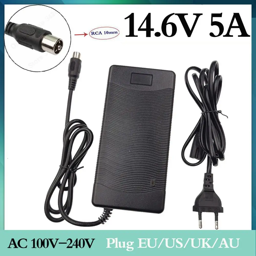 14.4 or 14.6V 14.6V5A charger for 4 series 3.2V 4 Series Lifepo4 Battery pack RCA connector good quality
14.4 or 14.6V 14.6V5A charger for 4 series 3.2V 4 Series Lifepo4 Battery pack RCA connector good quality