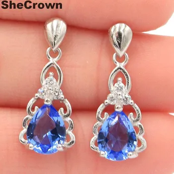 SheCrown Drop Shape Rich Blue Violet Tanzanite White CZ Gift For Girls Silver Earrings 24x10mm
SheCrown Drop Shape Rich Blue Violet Tanzanite White CZ Gift For Girls Silver Earrings 24x10mm