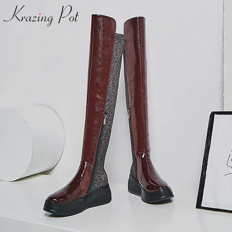 krazing pot cow leather slip on round toe model platform runway show thigh high boots keep warm stretch over-the knee boots l69
krazing pot cow leather slip on round toe model platform runway show thigh high boots keep warm stretch over-the knee boots l69