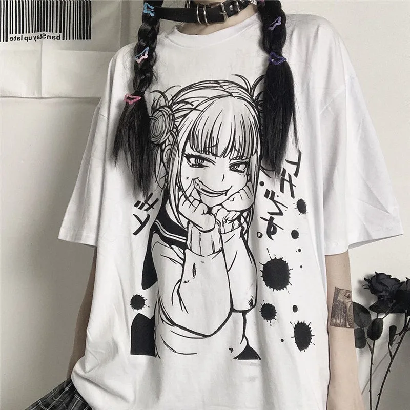 

Japanese High Street Harajuku Cartoon Female Girls Students Tshirt Women White Streetwear Lovely Friends Gift Student Sweatshirt