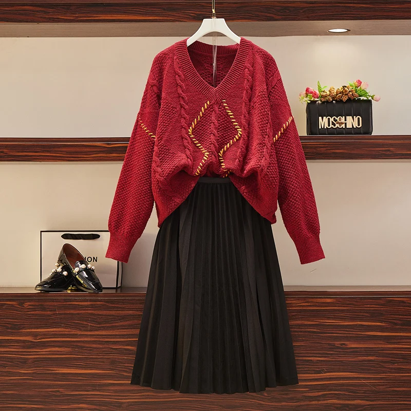Plus Size Sweater Pullover Female 2020 New for Autumn and Winter Large Women Western Sweaters+pleated Skirt Loose Two Piece Suit
Plus Size Sweater Pullover Female 2020 New for Autumn and Winter Large Women Western Sweaters+pleated Skirt Loose Two Piece Suit