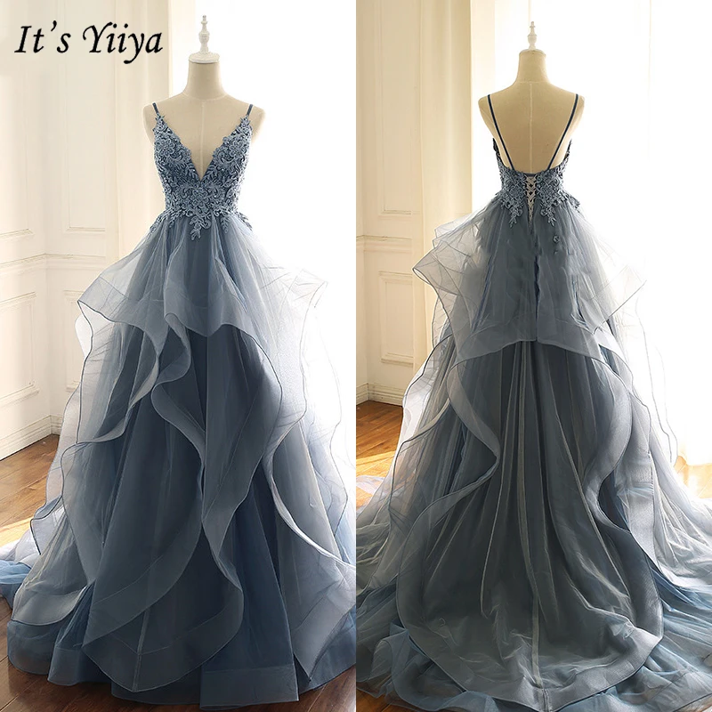 It's Yiiya Evening Dress 2019 Spaghetti Strap Backless Appliques Ball Gown Fashion V-Neck Train Lace Tiered Formal Dresses E934
It's Yiiya Evening Dress 2019 Spaghetti Strap Backless Appliques Ball Gown Fashion V-Neck Train Lace Tiered Formal Dresses E934