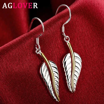 AGLOVER 41MM 925 Sterling Silver Fine Gold Feather Drop Earrings For Women Fashion Jewelry Gift Wholesale
AGLOVER 41MM 925 Sterling Silver Fine Gold Feather Drop Earrings For Women Fashion Jewelry Gift Wholesale