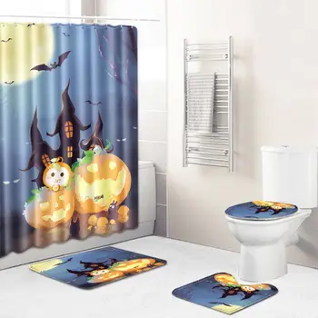 Halloween Waterproof Fabric Bathroom Shower Curtain Set Bat Pumpkin Printed Non Slip Toilet Cover Rugs Mat Home Decoration
Halloween Waterproof Fabric Bathroom Shower Curtain Set Bat Pumpkin Printed Non Slip Toilet Cover Rugs Mat Home Decoration