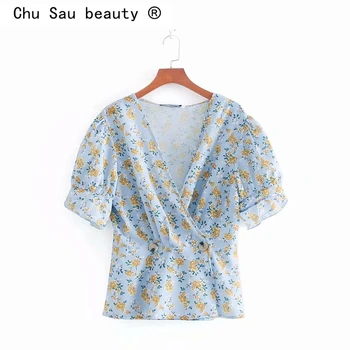 Chu Sau beauty Sweet Chic Floral Printed V-neck Top Women Vintage Holiday Style Slim Two Buttons Blouses Vestidos De Mode
Chu Sau beauty Sweet Chic Floral Printed V-neck Top Women Vintage Holiday Style Slim Two Buttons Blouses Vestidos De Mode