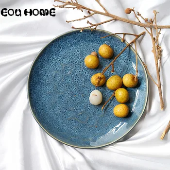 8.5 Inch Western Style Ceramic Creative Dinner Plates Round Steak Plate Spaghetti Plates Snacks Fruit Salad Vegetables Dishs