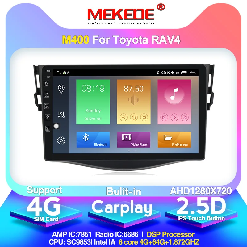 IPS screen 4+64G Android 10 4G LTE Car DSP GPS Multimedia dvd player For Toyota RAV 4 RAV4 2006 2007 2008 2009 2010 2011 2012