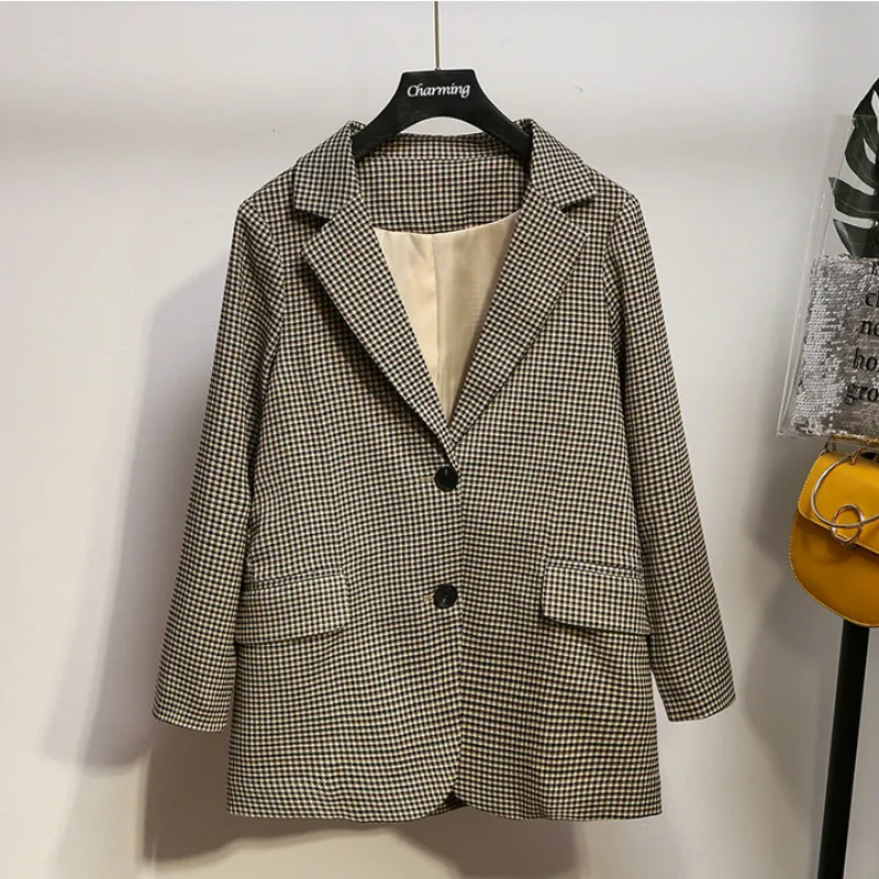 High quality ladies plaid jacket suit large size XL-5XL Casual loose long sleeve ladies blazer 2019 new autumn office suit
High quality ladies plaid jacket suit large size XL-5XL Casual loose long sleeve ladies blazer 2019 new autumn office suit